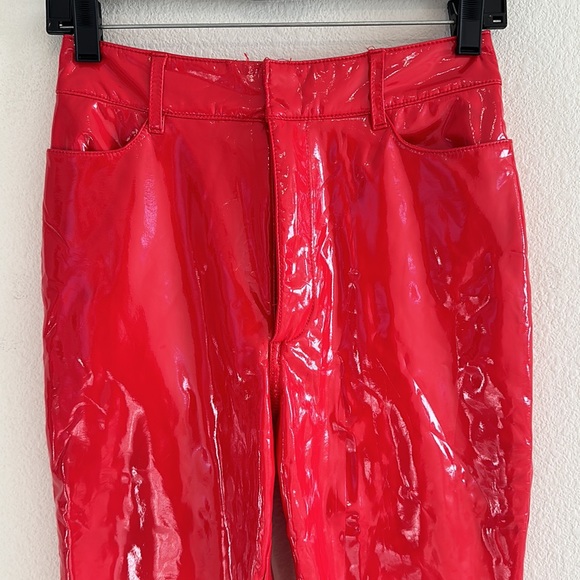 HOUSE OF CB 'Haridan' Red Patent Stretch Vinyl Trousers Pants - Picture 4 of 12